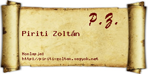 Piriti Zoltán névjegykártya