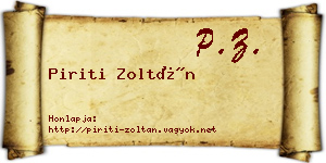 Piriti Zoltán névjegykártya